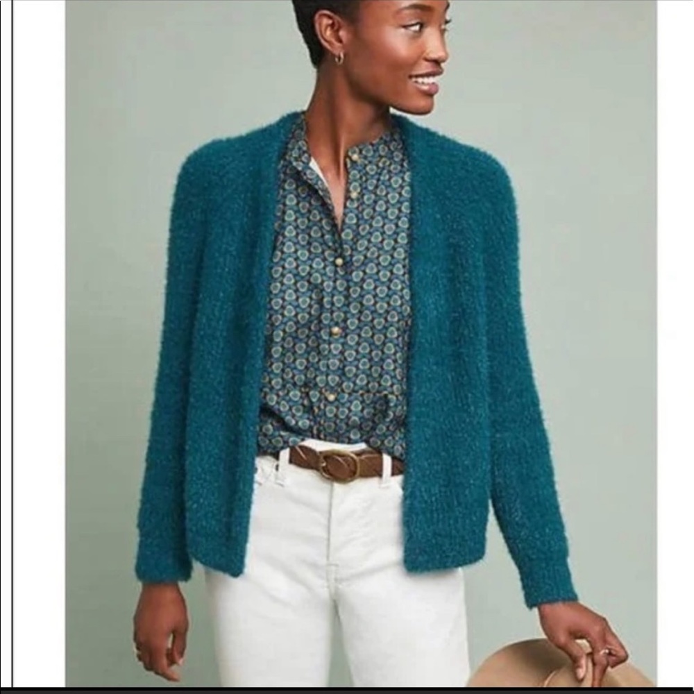 NWT Anthropologie Sleeping On Snow Teal Cardigan